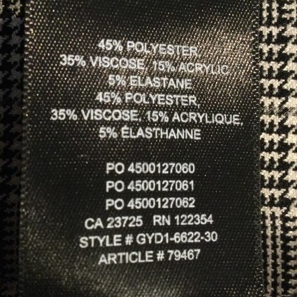 Aritzia Babaton Womens Conan Pant in Glencheck Plaid pockets 2 NWT - Picture 6 of 9